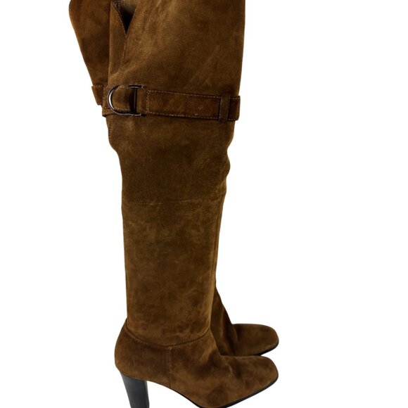 Naturalizer Women's 6.5 Brown Suede Leather Over-the-knee Heel Riding Boots - Picture 1 of 13